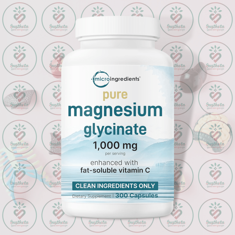 Micro Ingredients Pure Magnesium Glycinate – 1,000 Mg – 300 Capsules In Bangladesh Image 01