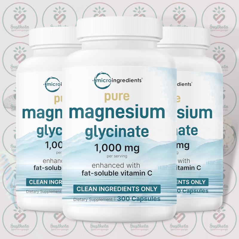 Micro Ingredients Pure Magnesium Glycinate – 1,000 Mg – 300 Capsules In Bangladesh Image 02
