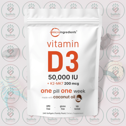 Micro Ingredients Vitamin D3 + K2 – 50,000 IU + 200 mcg – 240 Softgels in Bangladesh Image 01