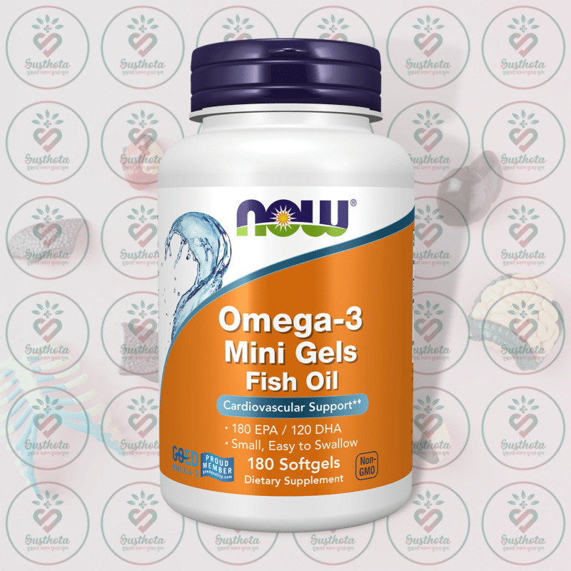 Now Omega-3 Mini Gels Fish Oil – 180 Epa - 120 Dha – 180 Softgels In Bangladesh Image 01
