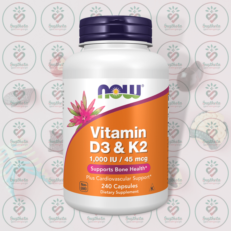 Now Vitamin D3 &Amp; K2 - 1000 Iu + 45 Mcg - 240 Capsules In Bangladesh Image 01