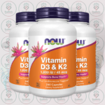 NOW Vitamin D3 & K2 - 1000 IU + 45 mcg - 240 Capsules in Bangladesh Image 02