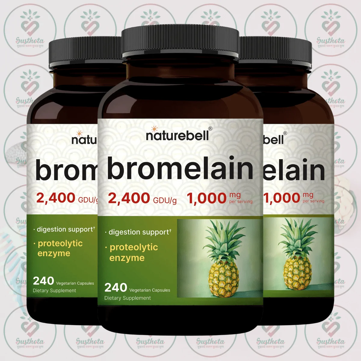 Naturebell Bromelain - 1000Mg - 240 Veggie Capsules In Bangladesh Image 02