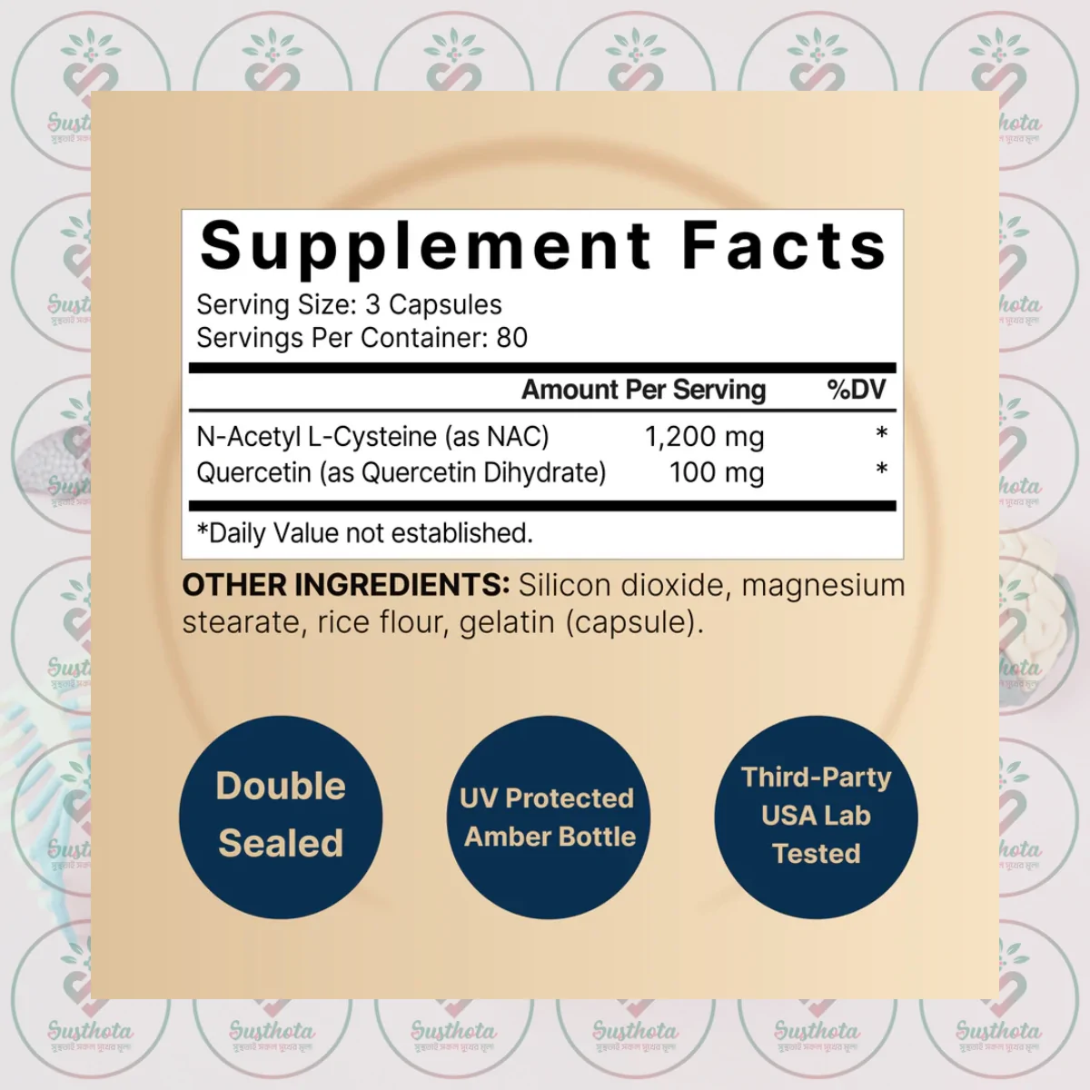 Naturebell Nac (N-Acetyl Cysteine) - 1,200Mg - 240 Capsules In Bangladesh Supplement Facts Naturebell Nac (N-Acetyl Cysteine) - 1,200Mg - 240 Capsules In Bangladesh Supplement Facts