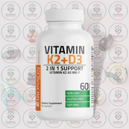 Bronson Vitamin K2 + D3 – 5000 IU D3 & 90 mcg K2 MK-7 – 60 Capsules in Bangladesh Image 01