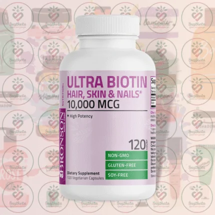 Bronson Ultra Biotin Hair, Skin & Nails – 10,000 mcg – 120 Vegetarian Capsules in Bangladesh Image 01