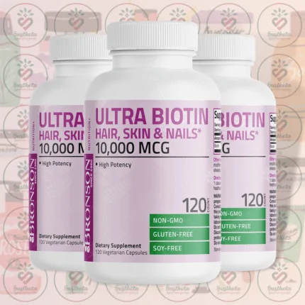 Bronson Ultra Biotin Hair, Skin & Nails – 10,000 mcg – 120 Vegetarian Capsules in Bangladesh Image 02