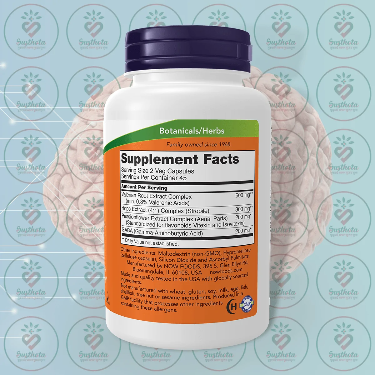 Now Sleep Botanical Sleep Blend - 90 Veg Capsules In Bangladesh Supplement Facts