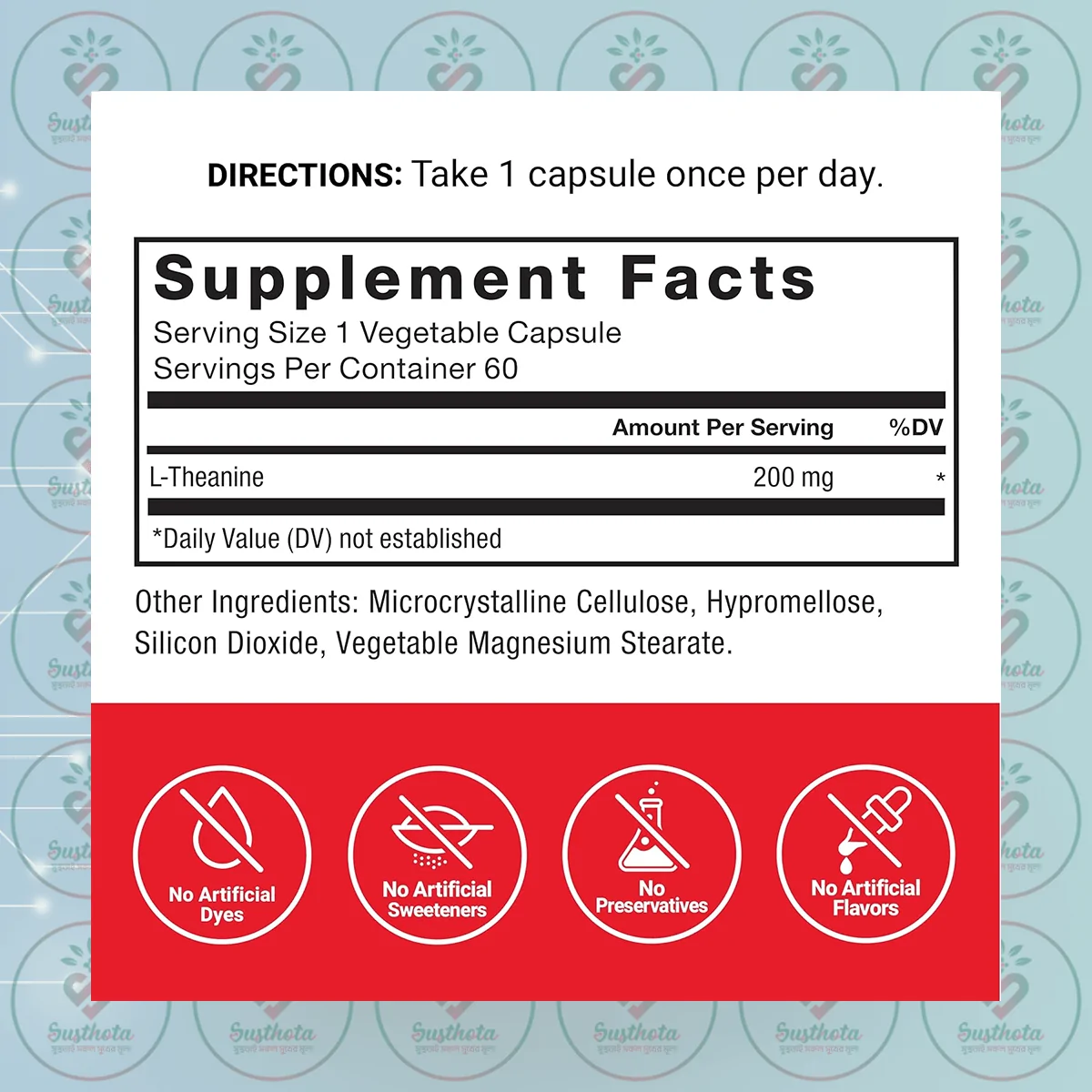 Force Factor L-Theanine - 200Mg - 60 Vegetable Capsules In Bangladesh Supplement Facts