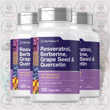 Horbäach Resveratrol Berberine Grape Seed & Quercetin - 600 mg - 120 Capsules in Bangladesh Image 02