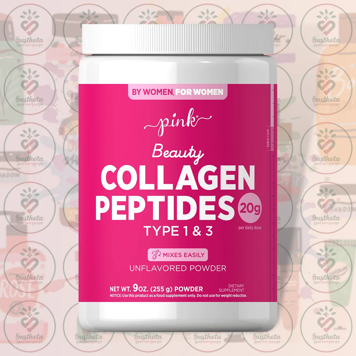 Pink Beauty Collagen Peptides – 20G – 255G Unflavored Powder In Bangladesh Image 01 Pink Beauty Collagen Peptides – 20G – 255G Unflavored Powder In Bangladesh Image 01