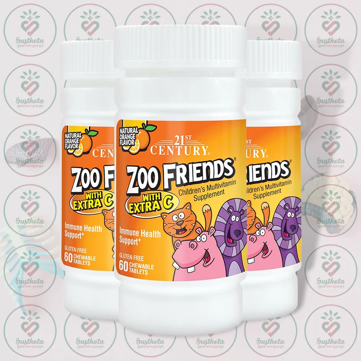 21St Century Zoo Friends With Extra C - Children's Multivitamin - 60 Chewable Tablets In Bangladesh Image 02 21St Century Zoo Friends With Extra C - Children's Multivitamin - 60 Chewable Tablets In Bangladesh Image 02