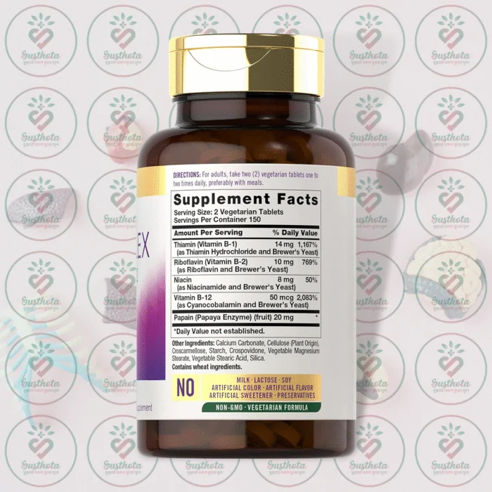 Carlyle B-Complex + Vitamin B-12 - High Potency Formula - 300 Tablets In Bangladesh Supplement Facts