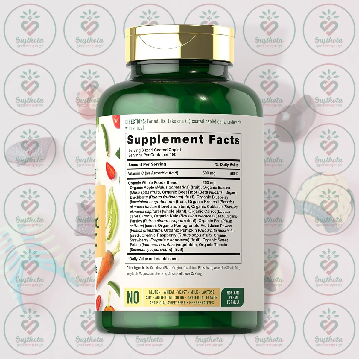 Carlyle Raw Whole Food + Vitamin C - 500 Mg - 180 Coated Caplets In Bangladesh Supplement Facts Carlyle Raw Whole Food + Vitamin C - 500 Mg - 180 Coated Caplets In Bangladesh Supplement Facts