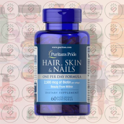 Puritan's Pride Hair, Skin & Nails – 2500 mcg Biotin – 60 Rapid Release Softgels in Bangladesh Image 01