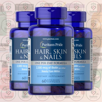 Puritan's Pride Hair, Skin & Nails – 2500 mcg Biotin – 60 Rapid Release Softgels in Bangladesh Image 02