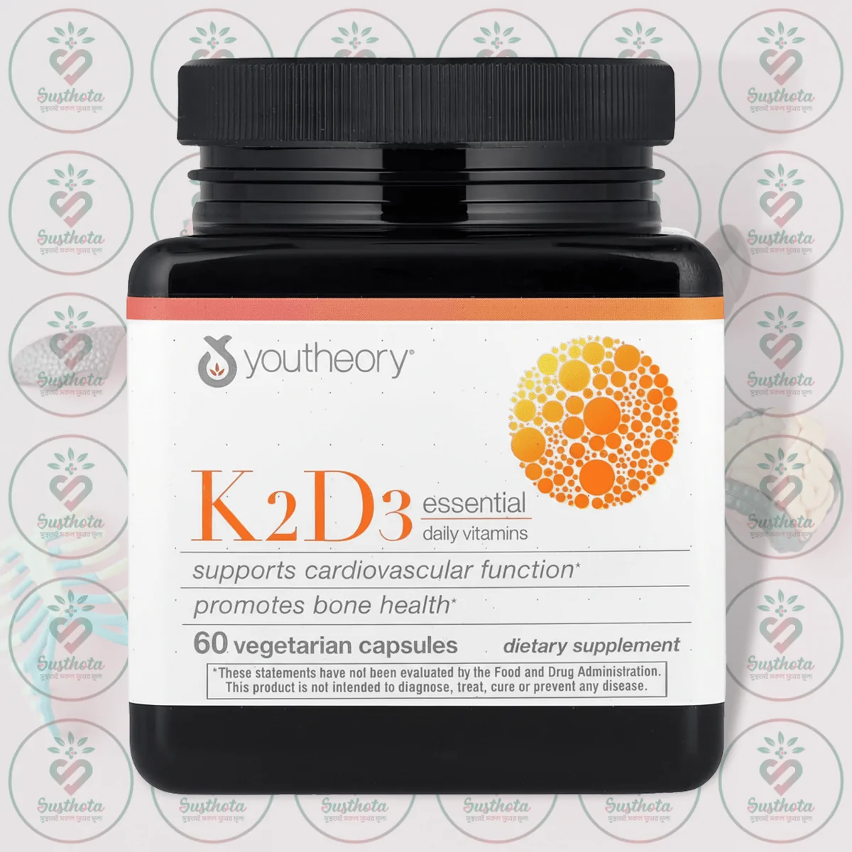 Youtheory K2 D3 Essential Daily Vitamins - 125 Mcg D3 &Amp;Amp; 100 Mcg K2 - 60 Vegetarian Capsules In Bangladesh Image 01