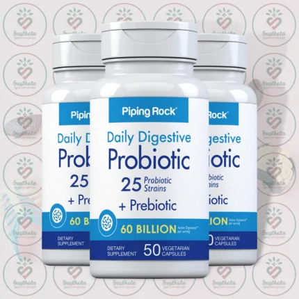 Piping Rock Daily Digestive Probiotic - 25 Strains - 60 Billion CFU - 50 Vegetarian Capsules in Bangladesh Image 02