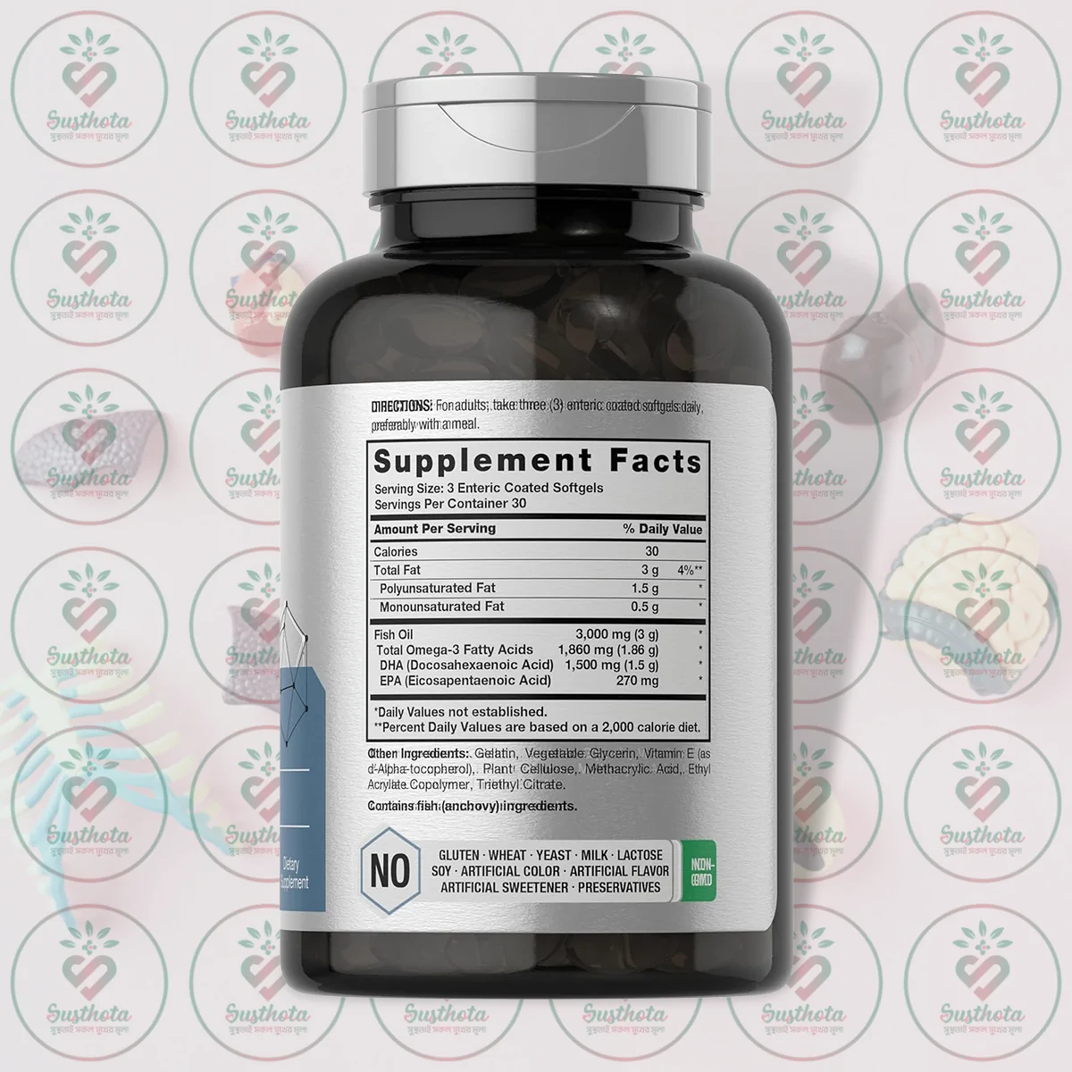 Horbaach Dha - 1500 Mg - 90 Enteric Coated Softgels In Bangladesh Supplement Facts