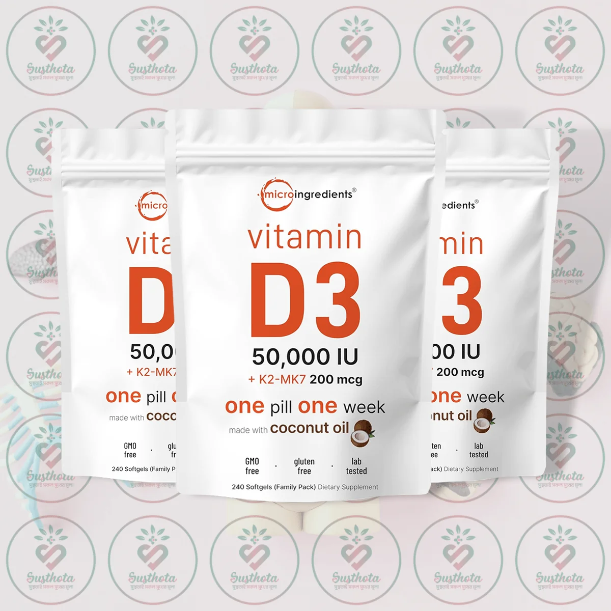 Micro Ingredients Vitamin D3 + K2 – 50,000 Iu + 200 Mcg – 240 Softgels In Bangladesh Image 02 Micro Ingredients Vitamin D3 + K2 – 50,000 Iu + 200 Mcg – 240 Softgels In Bangladesh Image 02